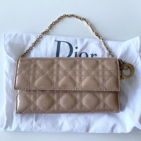 Christian Dior Patent Cannage Lady Dior Chain Wallet w/ Box - Picture 4 of 16